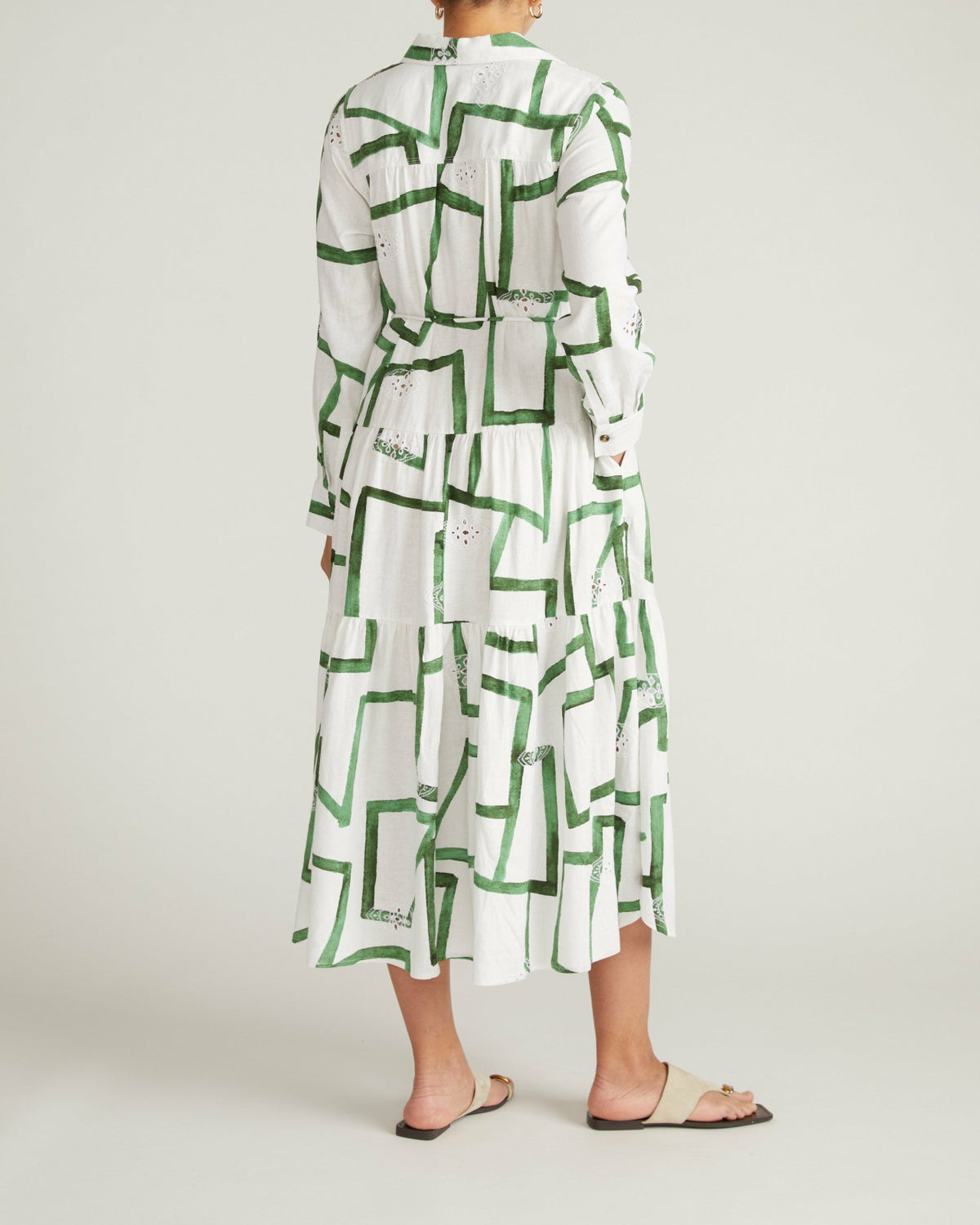Alix Linen Blend Shirtdress - Green Paint Print | Universal Standard