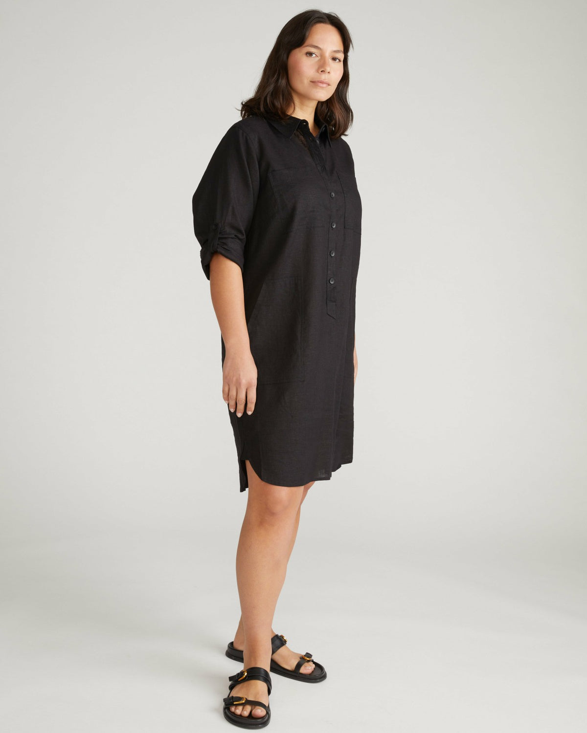 Linen Blend Rubicon Shirtdress - Black | Universal Standard
