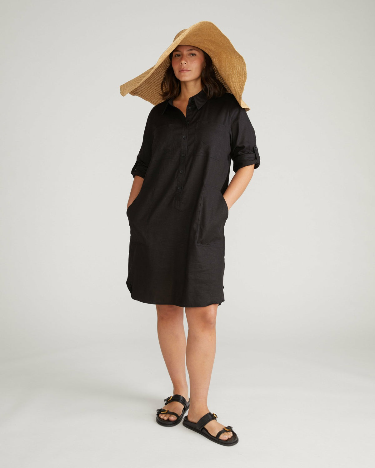 Linen Blend Rubicon Shirtdress - Black | Universal Standard