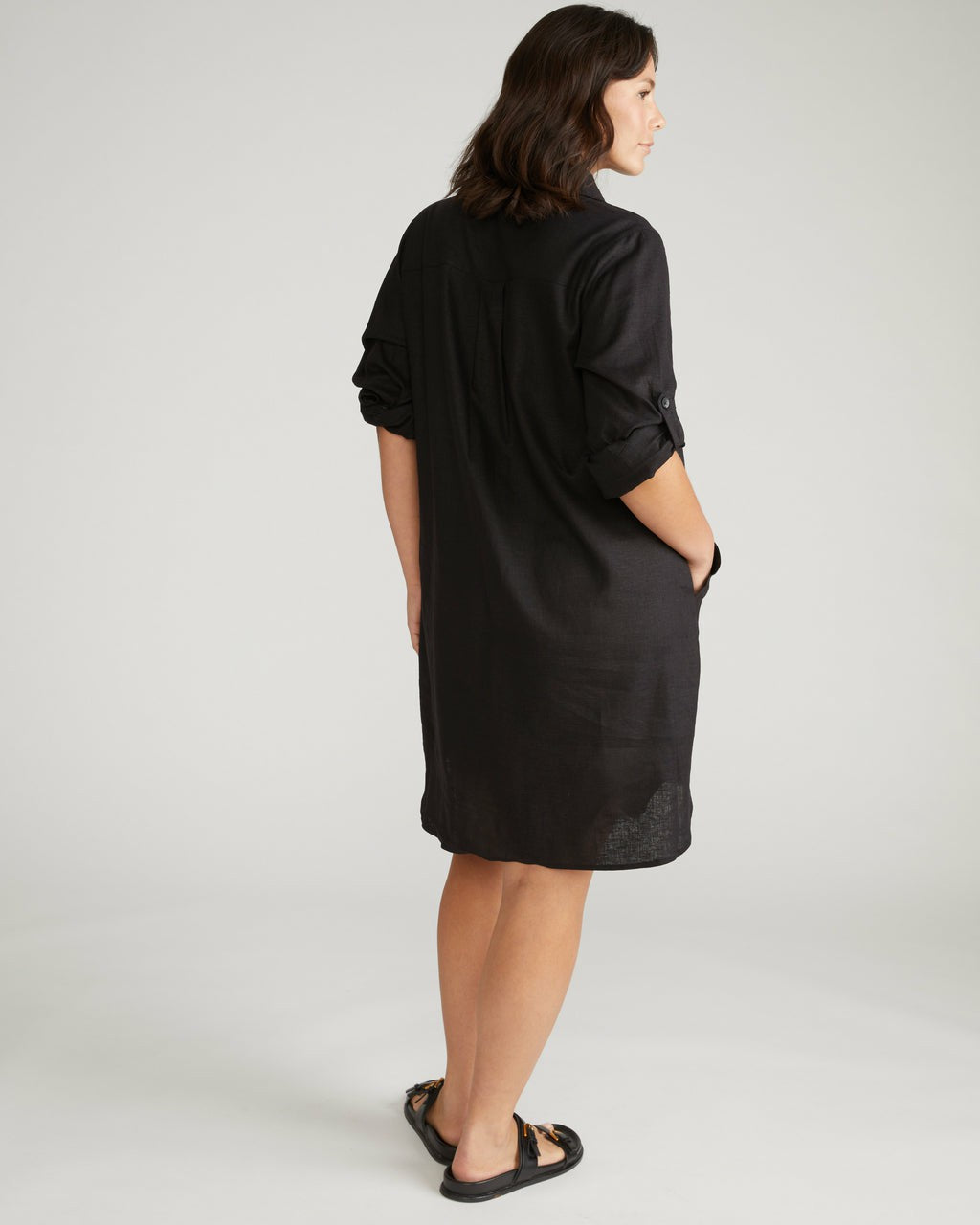 Linen Blend Rubicon Shirtdress - Black | Universal Standard
