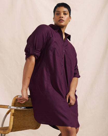 Linen Blend Rubicon Shirtdress - Acai | Universal Standard