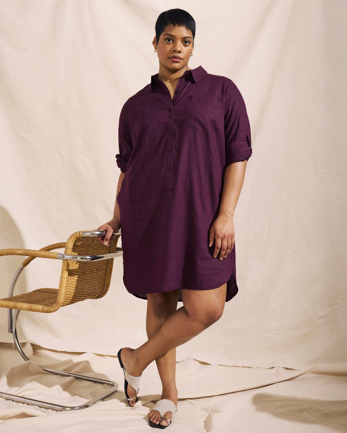 Linen Blend Rubicon Shirtdress - Acai | Universal Standard