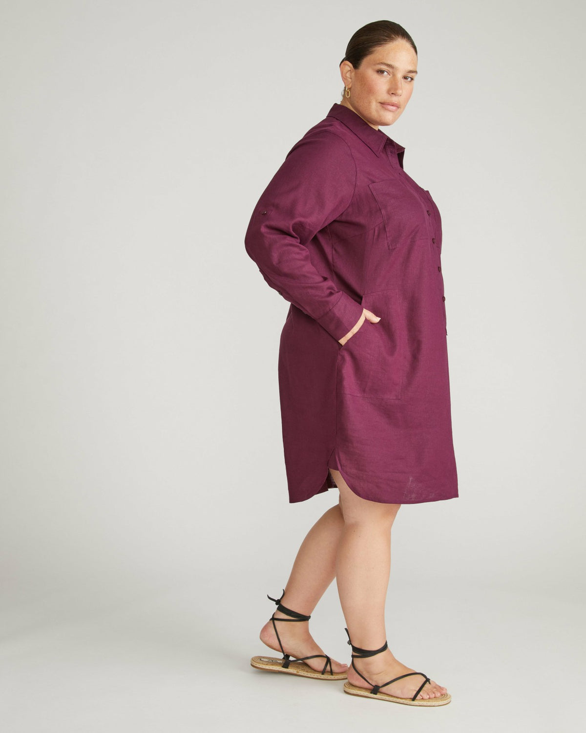 Linen Blend Rubicon Shirtdress - Acai | Universal Standard