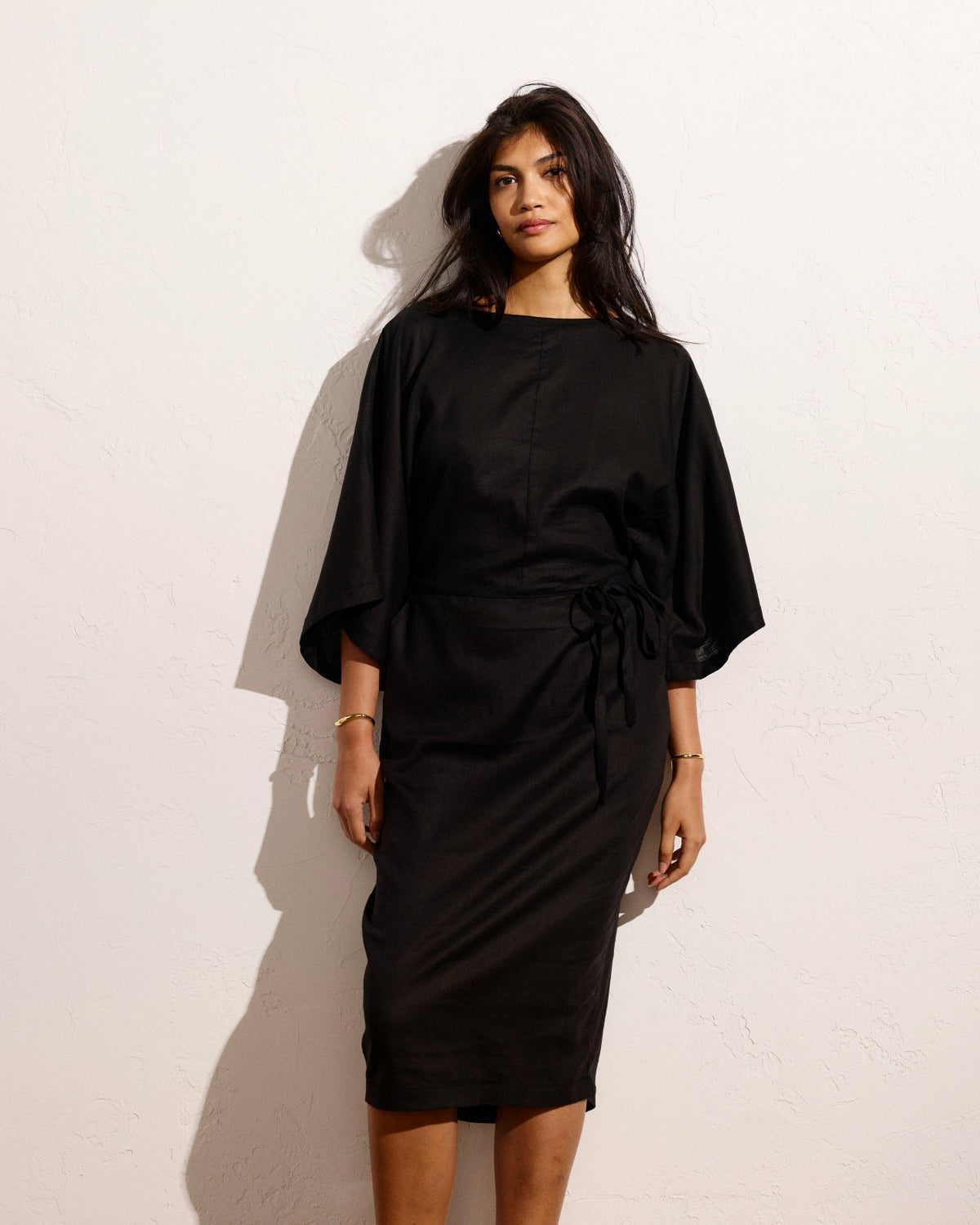 Lio Linen Blend Dress - Black | Universal Standard