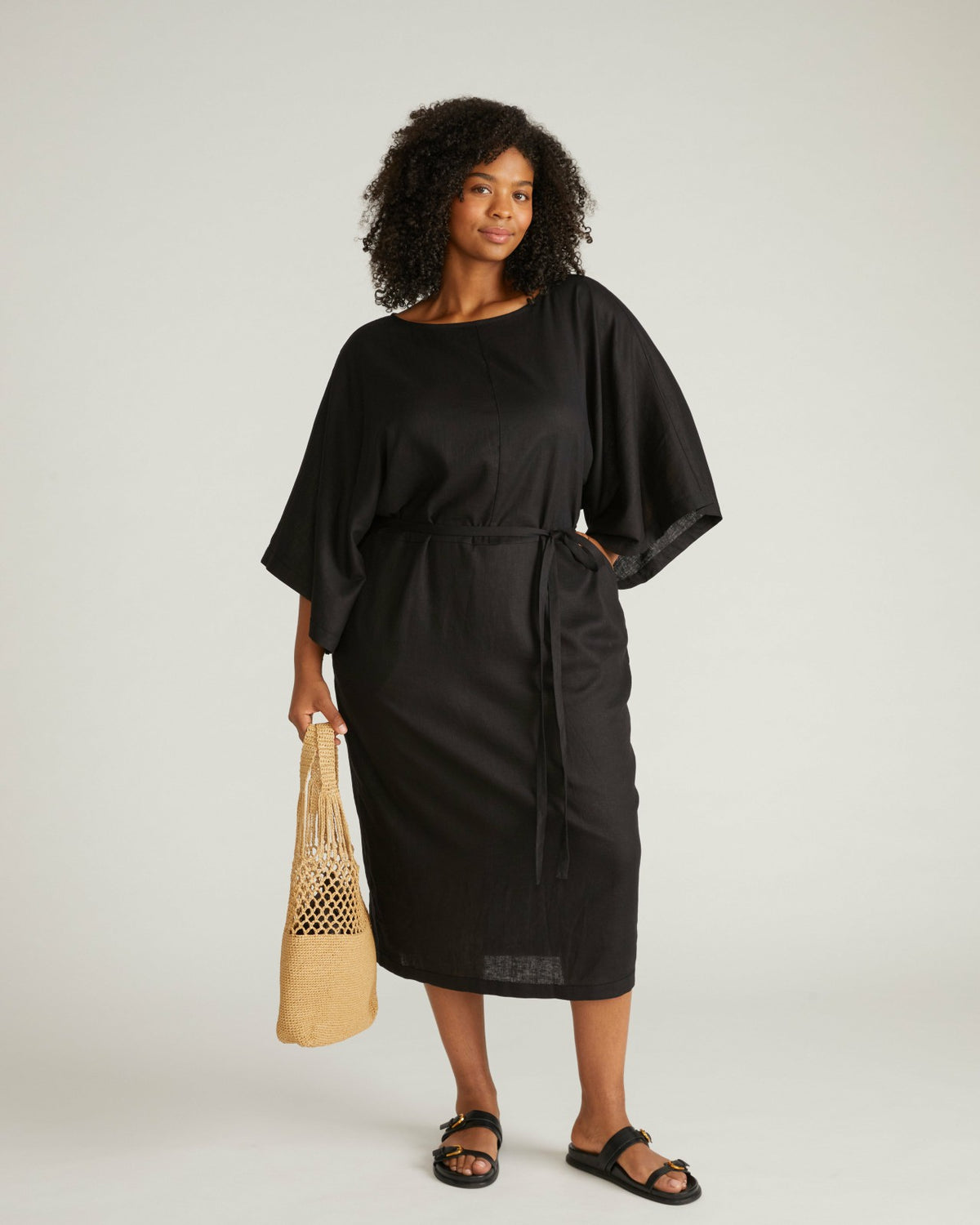 Lio Linen Blend Dress - Black | Universal Standard