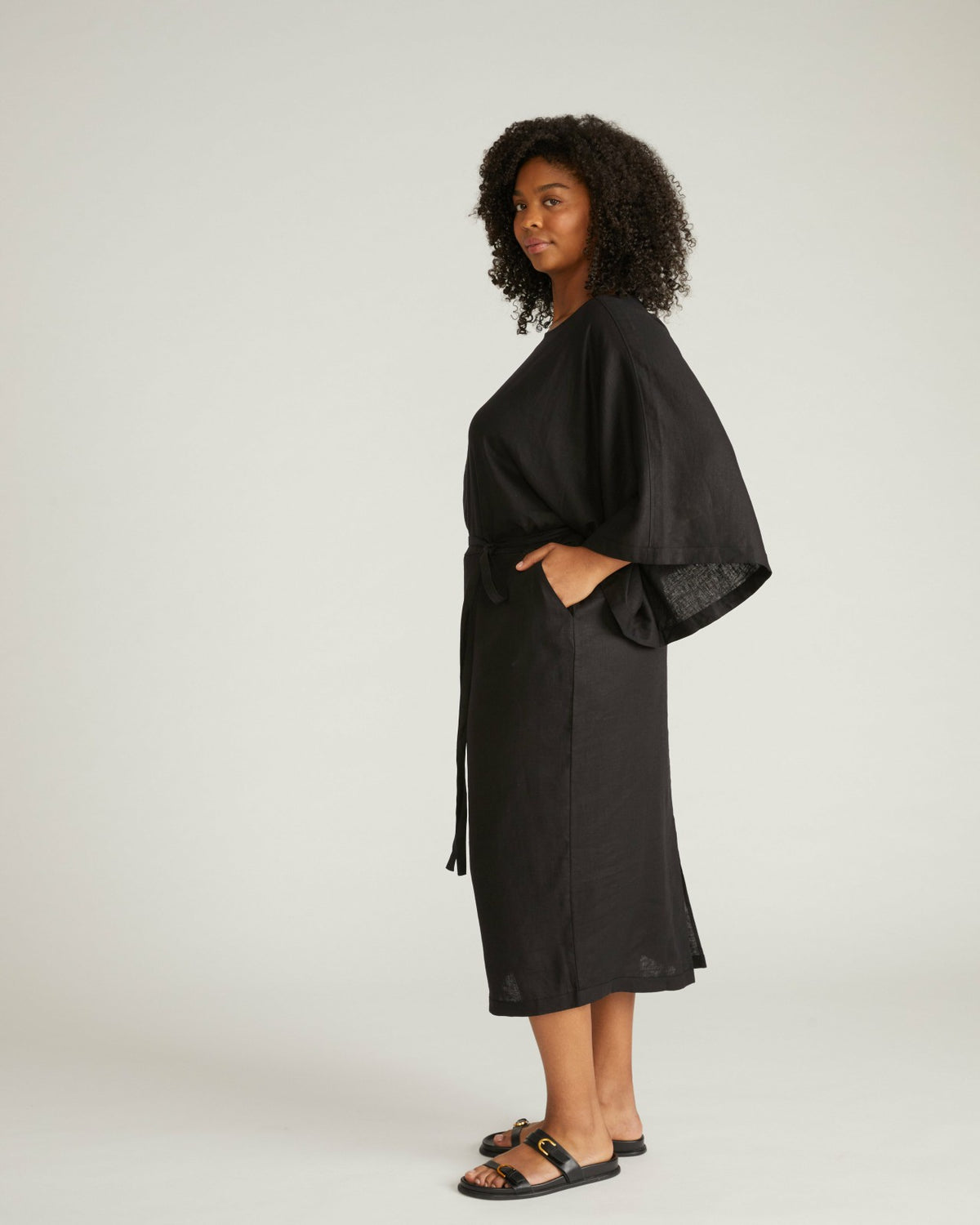 Lio Linen Blend Dress - Black | Universal Standard