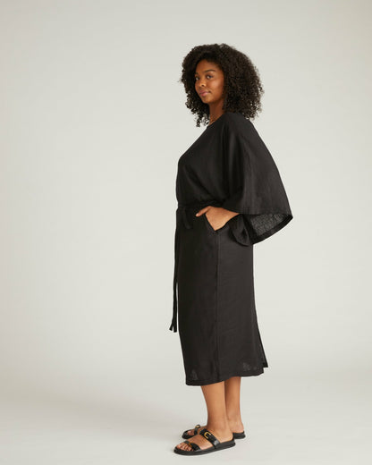 Lio Linen Blend Dress - Black | Universal Standard