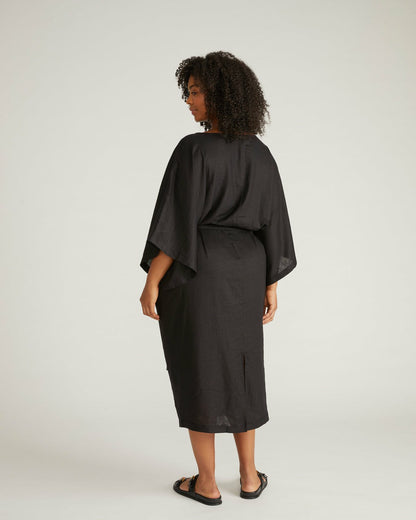 Lio Linen Blend Dress - Black | Universal Standard