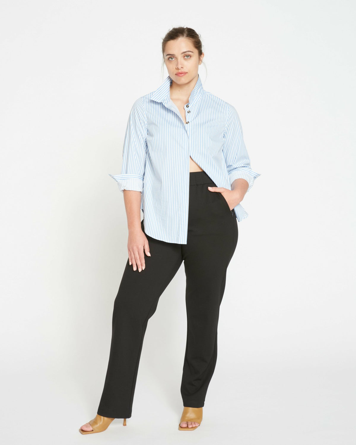 Elbe Stretch Poplin Shirt Classic Fit - Blue/White Stripe | Universal Standard