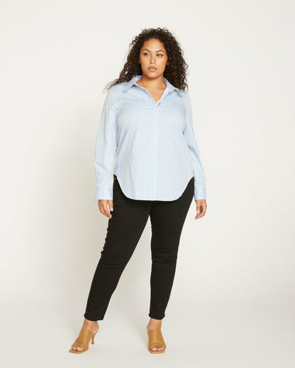 Elbe Stretch Poplin Shirt Classic Fit - Blue/White Stripe | Universal Standard