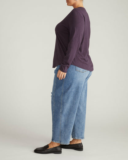Light-As-Air Long Sleeve V Neck Tee - Purple Jewel | Universal Standard
