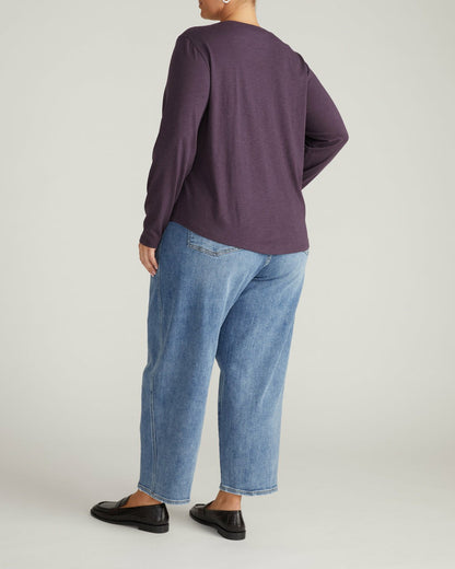 Light-As-Air Long Sleeve V Neck Tee - Purple Jewel | Universal Standard