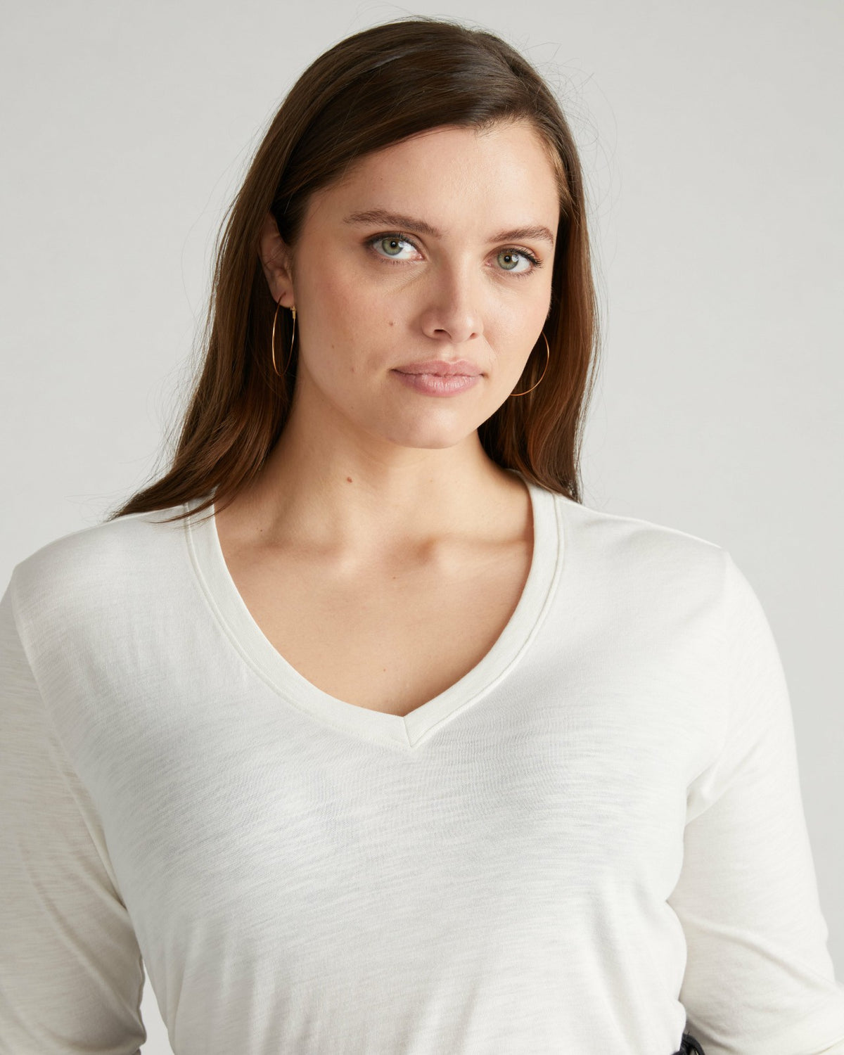 Light-As-Air Long Sleeve V Neck Tee - Vapor | Universal Standard