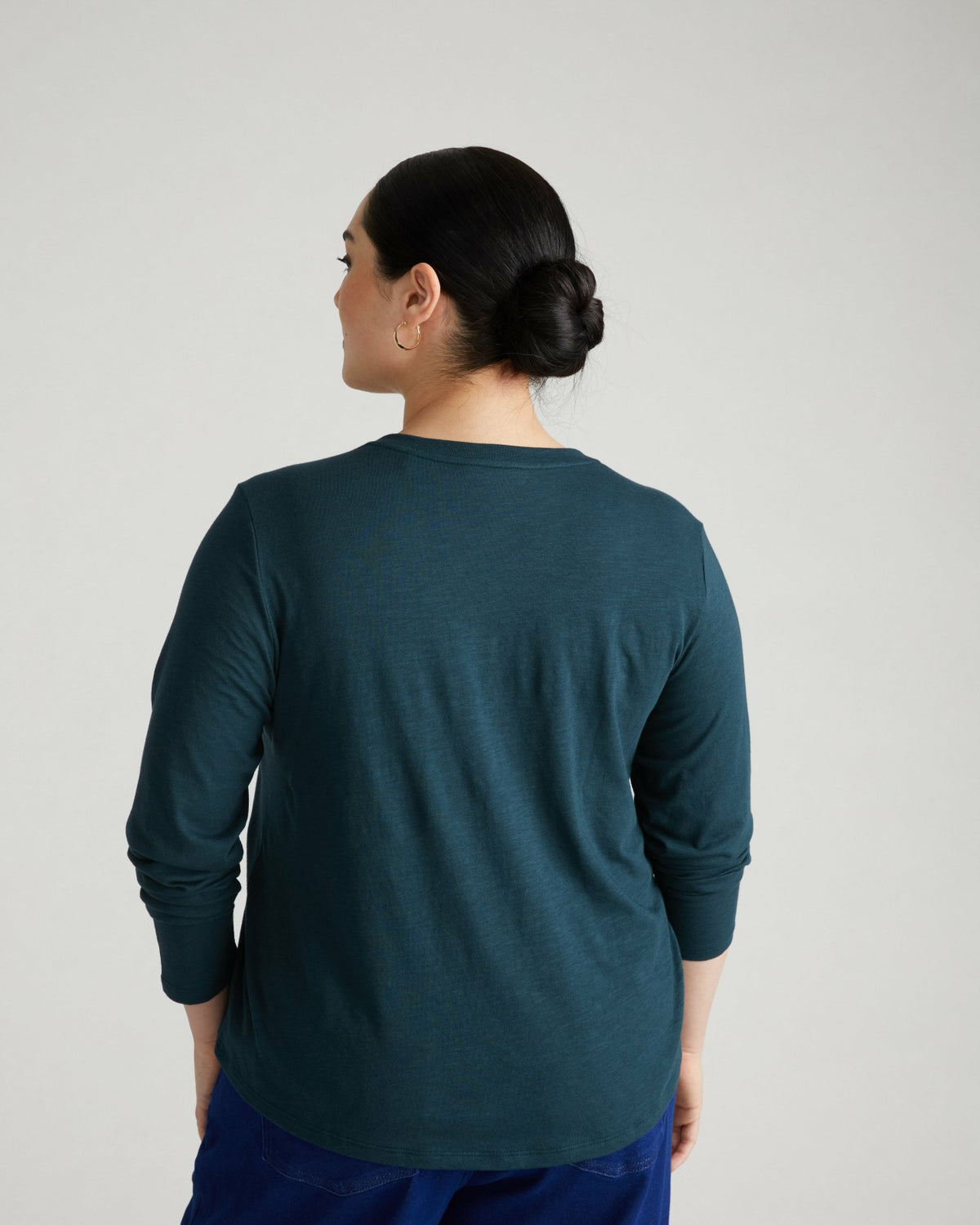 Light-As-Air Long Sleeve V Neck Tee - Deep Sea | Universal Standard