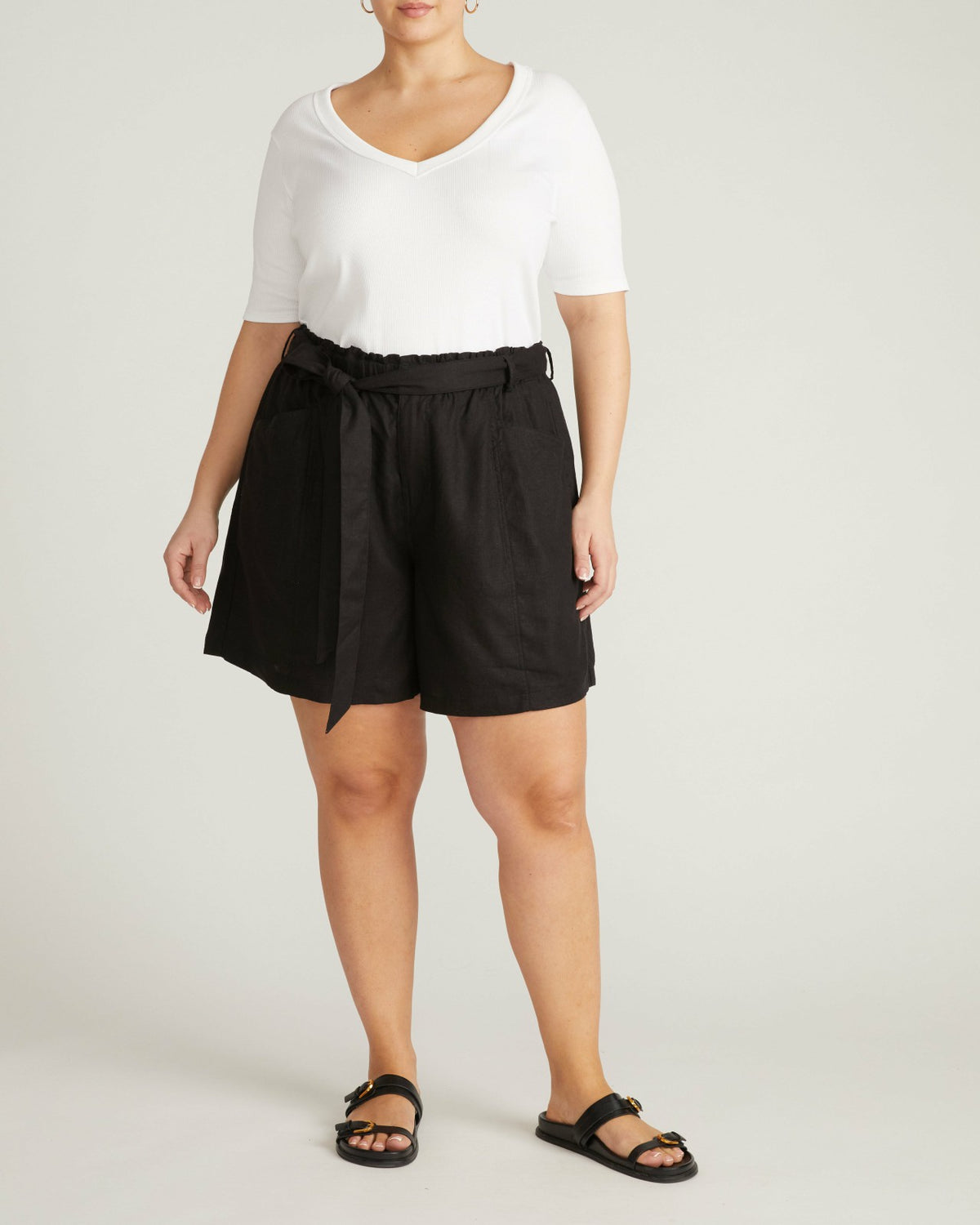 Classic V-Neck Ribbed Tee - White | Universal Standard