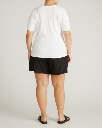 Classic V-Neck Ribbed Tee - White | Universal Standard