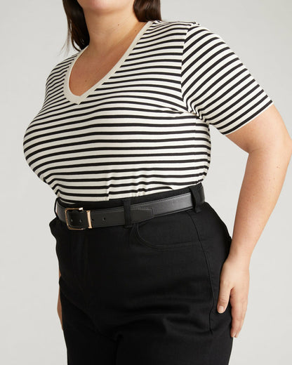 V Rex - Ecru/Black Stripe | Universal Standard