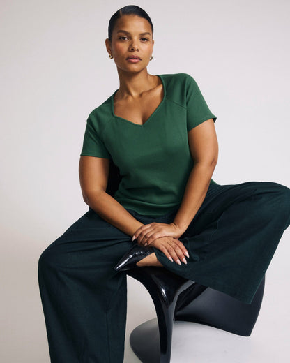 Carey Ribbed Sweetheart Tee - Green Park | Universal Standard