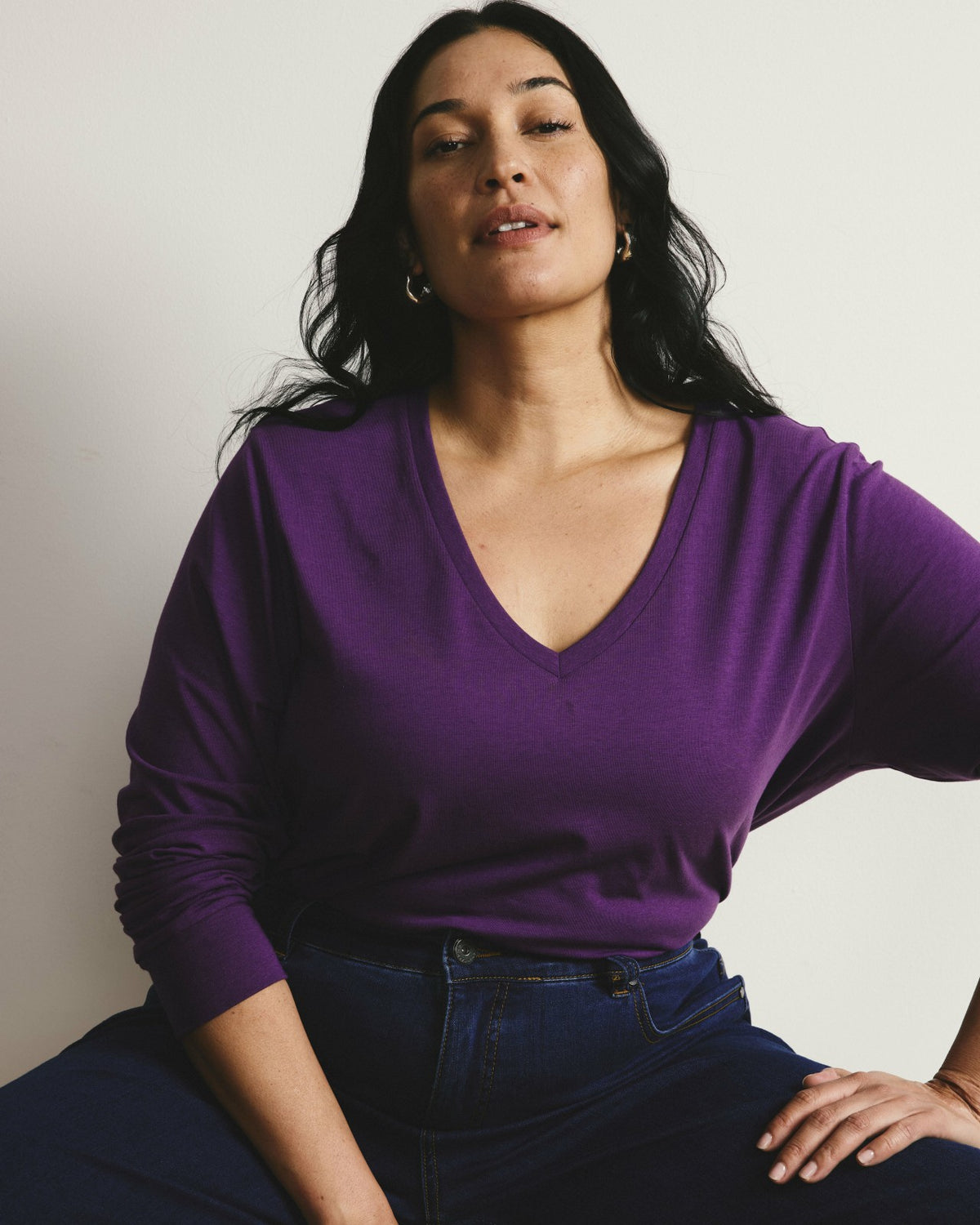 Long Sleeve V Rex - Grape | Universal Standard