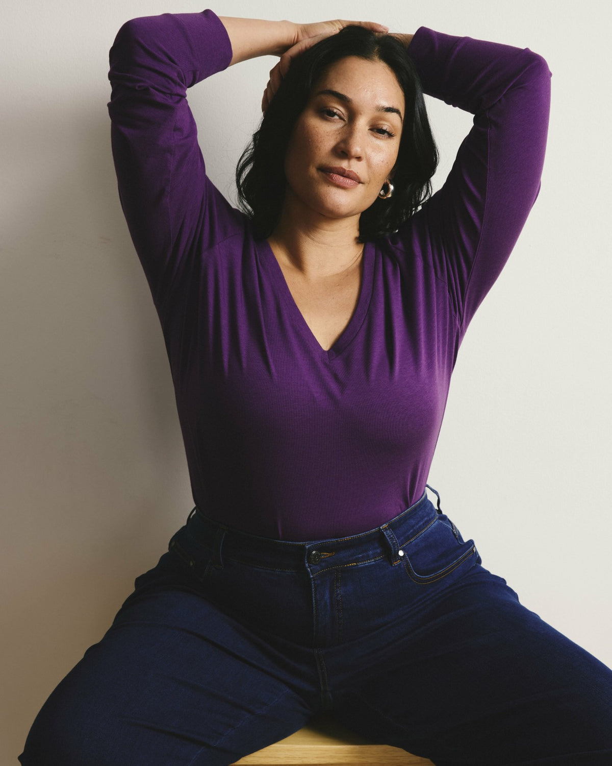 Long Sleeve V Rex - Grape | Universal Standard