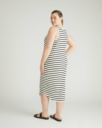 Romera Ribbed Dress - Ecru/Black Stripe | Universal Standard