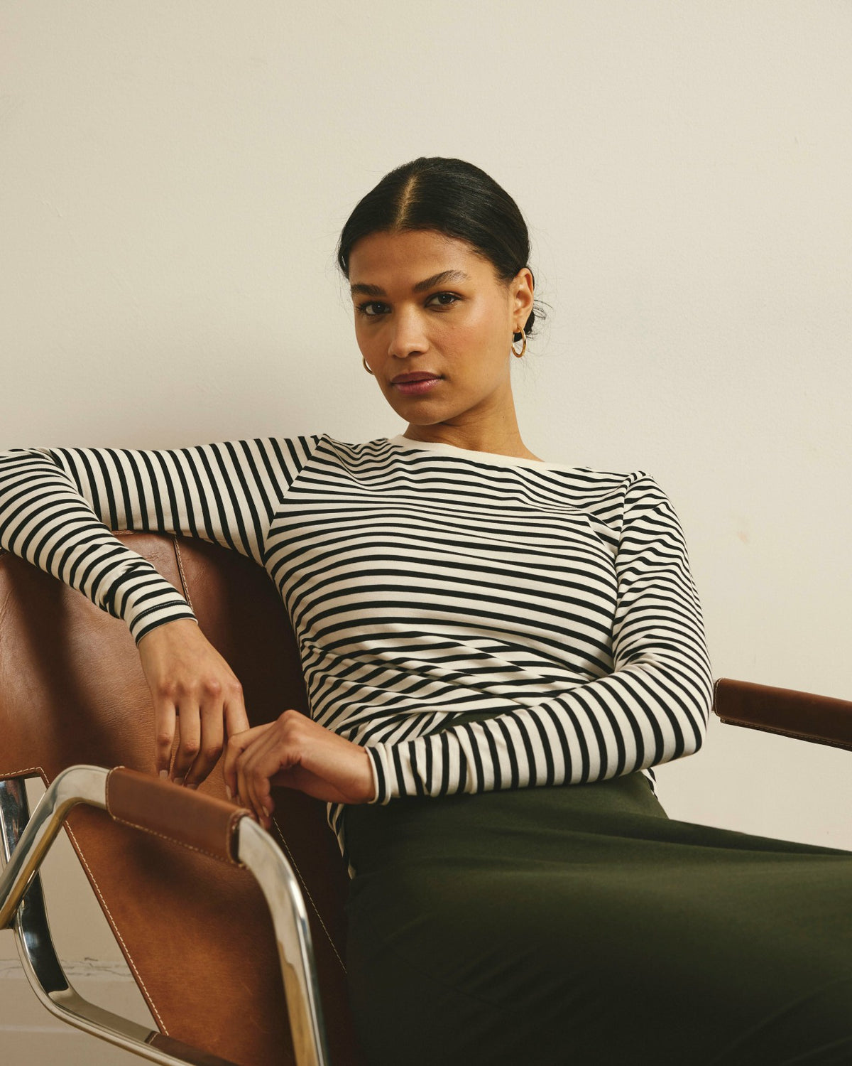 Long Sleeve Tee Rex - Ecru/Black Stripe | Universal Standard