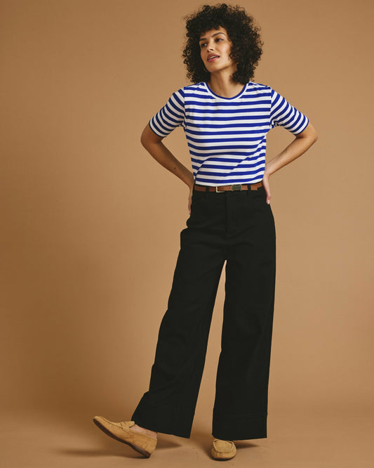 Maia Stovepipe Sleeve Tee - Hammersmith Blue/White Stripe | Universal Standard