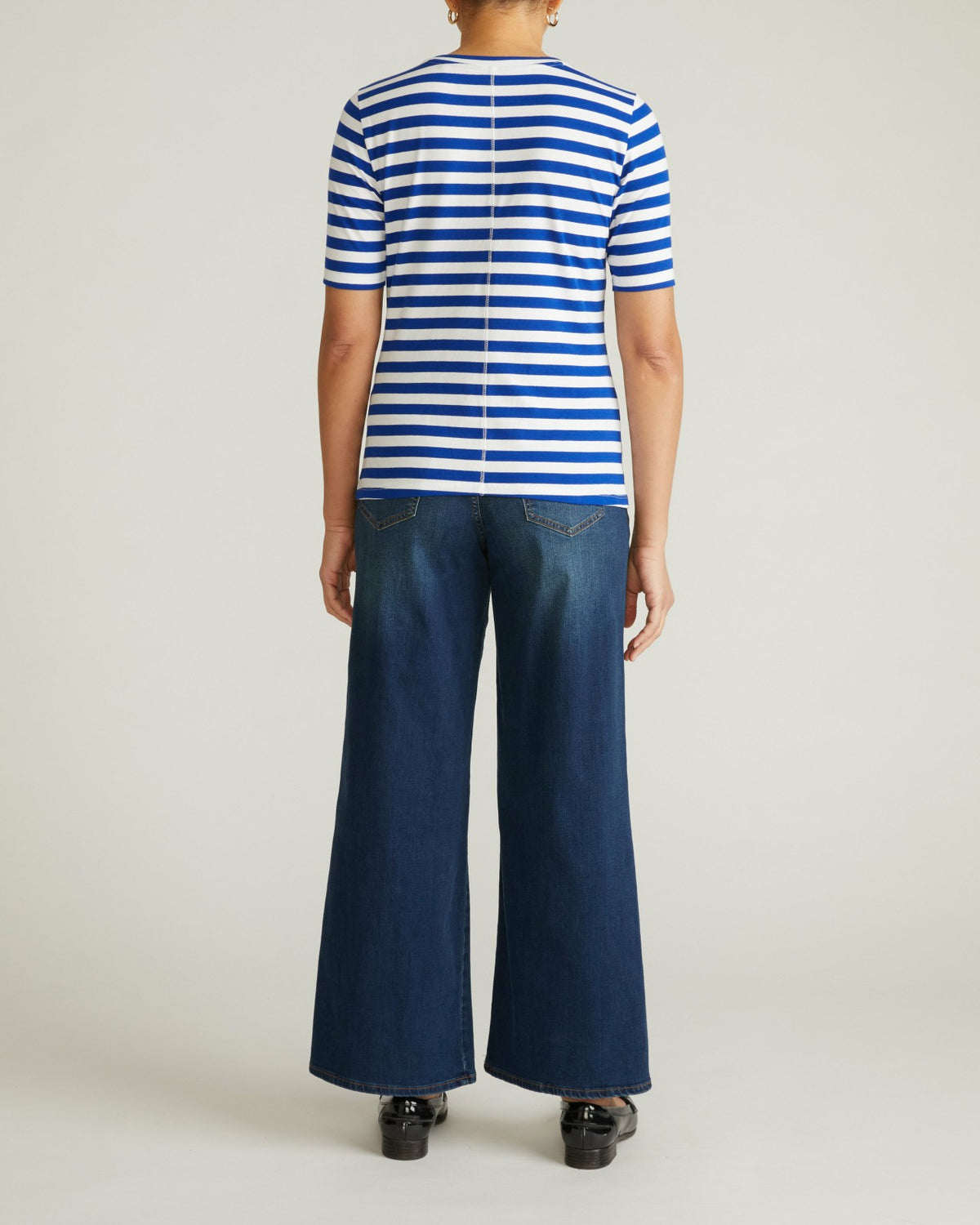 Maia Stovepipe Sleeve Tee - Hammersmith Blue/White Stripe | Universal Standard