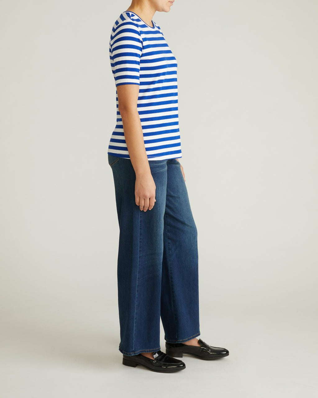 Maia Stovepipe Sleeve Tee - Hammersmith Blue/White Stripe | Universal Standard
