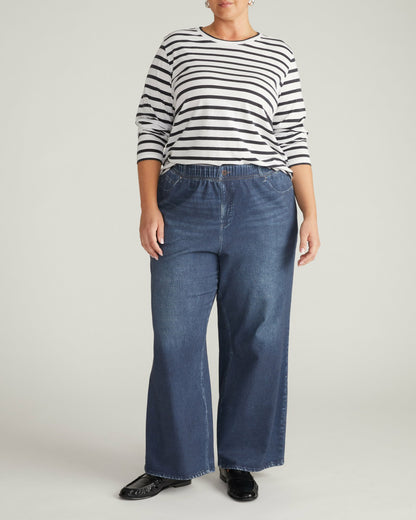 Light-As-Air Long Sleeve Crew Neck Tee - Zen Stripe | Universal Standard