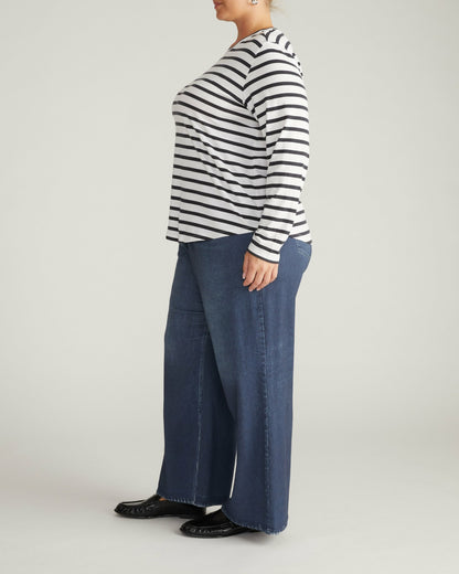 Light-As-Air Long Sleeve Crew Neck Tee - Zen Stripe | Universal Standard