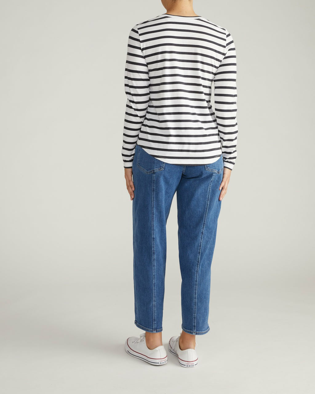 Light-As-Air Long Sleeve V Neck Tee - Zen Stripe | Universal Standard