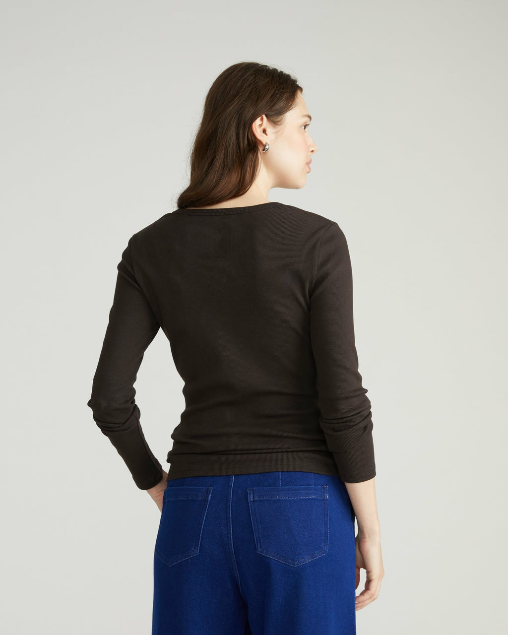 Henley Long Sleeve Ribbed Tee - Espresso | Universal Standard