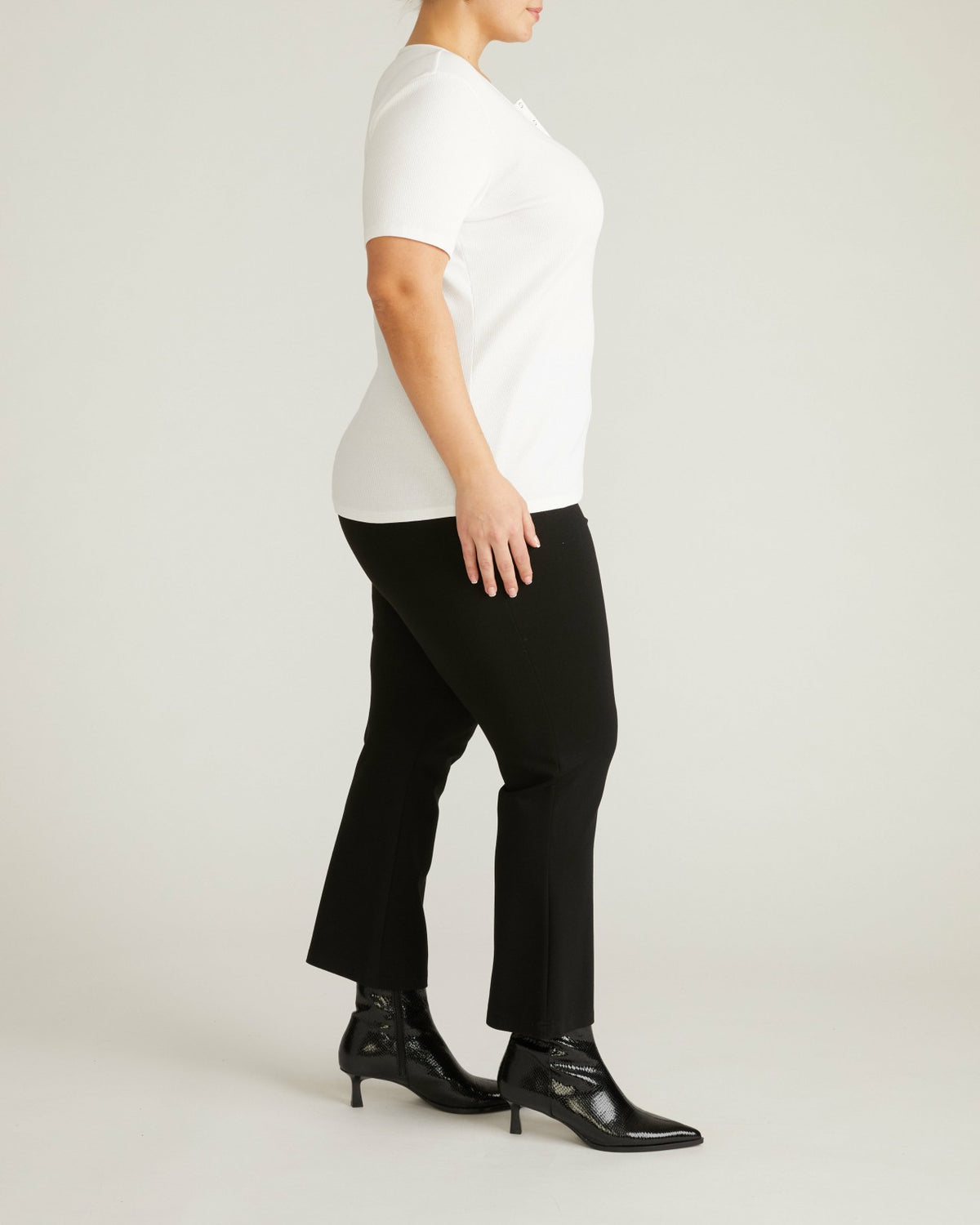 Henley Short Sleeve Ribbed Tee - White | Universal Standard