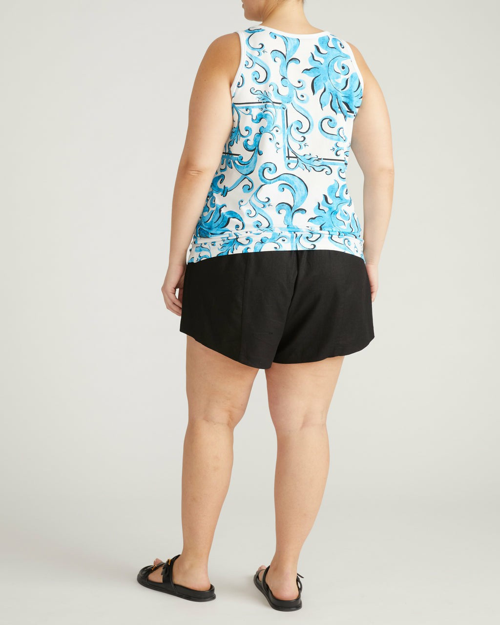Square Neck Tank Top - Blue Majolica Print | Universal Standard