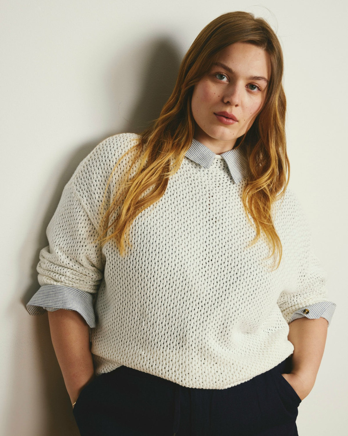 Positano Pointelle Mock Neck Sweater - White | Universal Standard