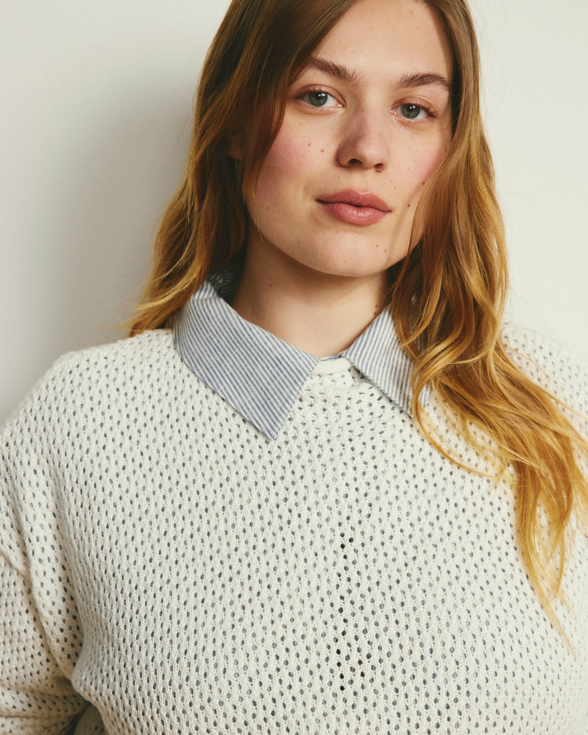 Positano Pointelle Mock Neck Sweater - White | Universal Standard