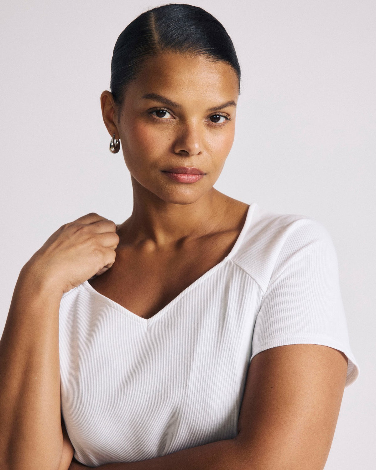 Carey Ribbed Sweetheart Tee - White | Universal Standard