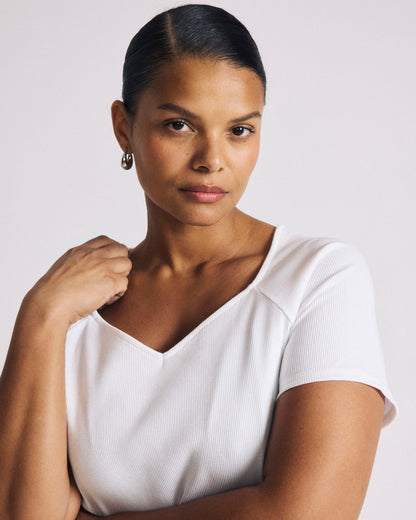 Carey Ribbed Sweetheart Tee - White | Universal Standard