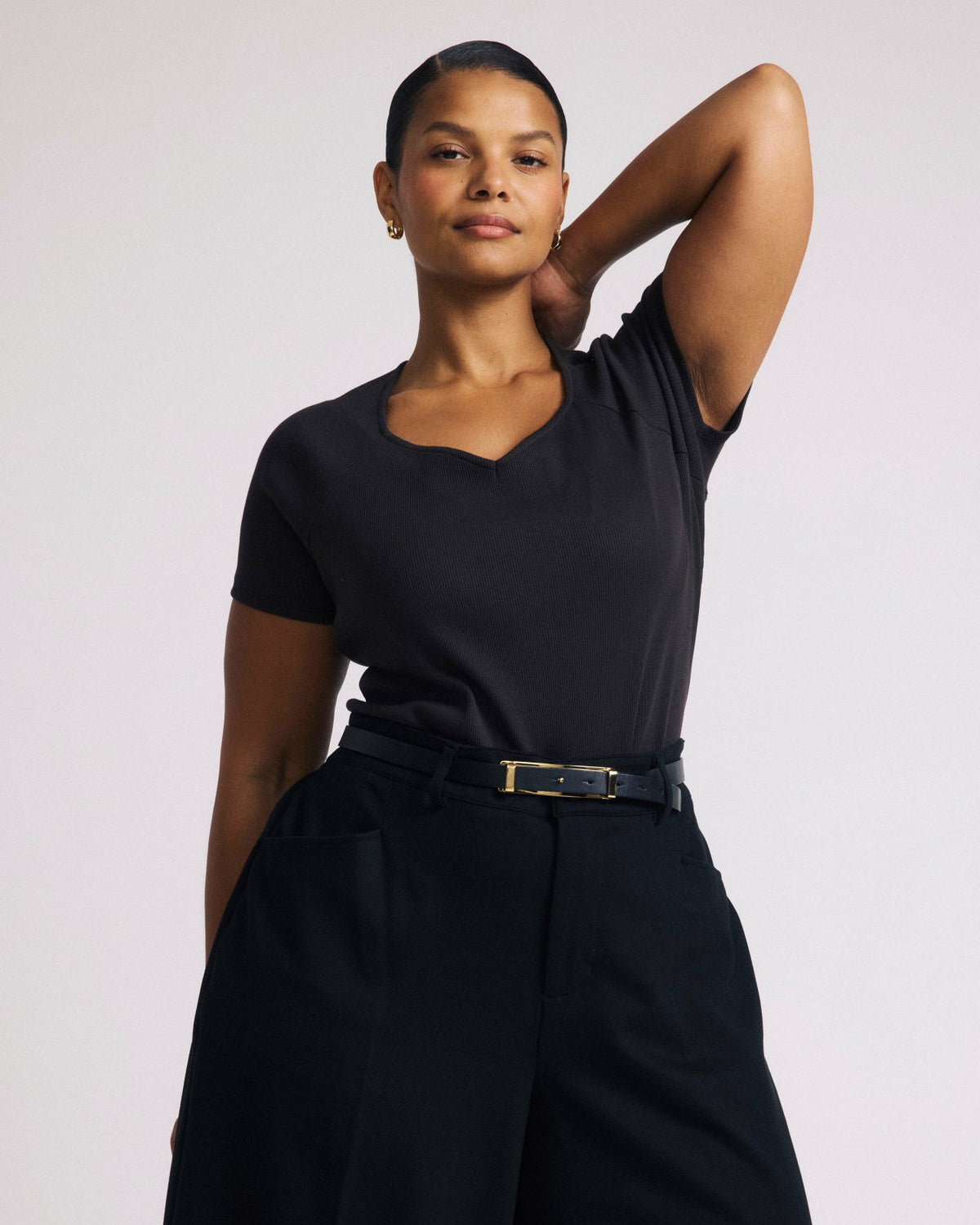 Carey Ribbed Sweetheart Tee - Espresso | Universal Standard