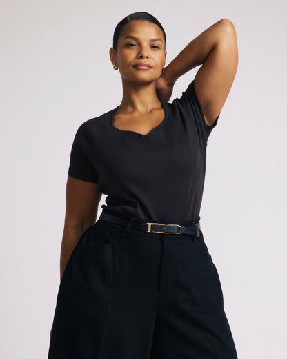 Carey Ribbed Sweetheart Tee - Espresso | Universal Standard