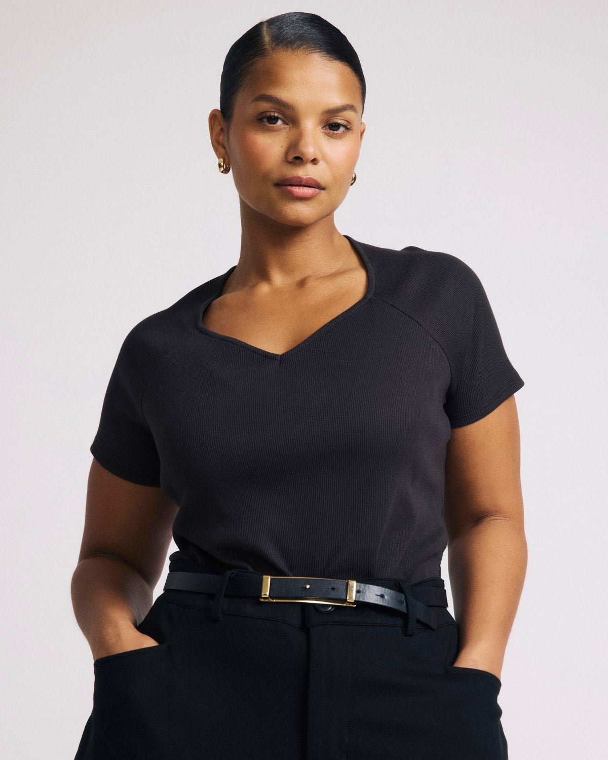 Carey Ribbed Sweetheart Tee - Espresso | Universal Standard