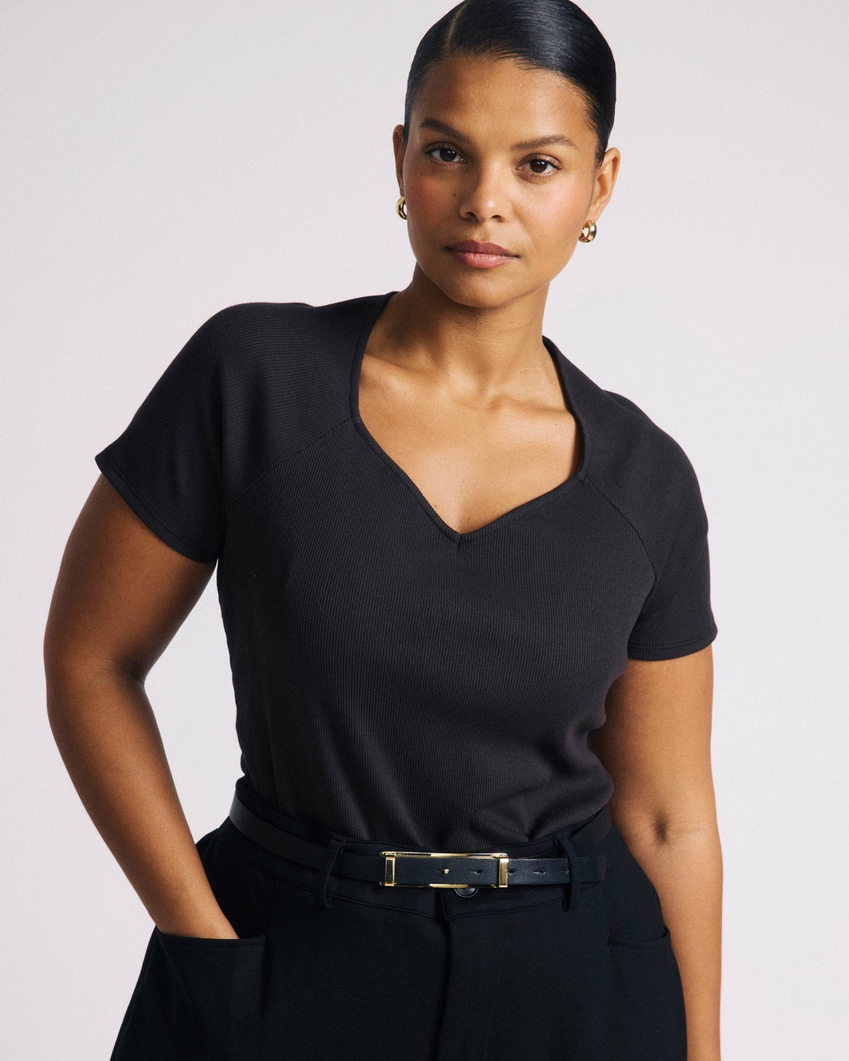 Carey Ribbed Sweetheart Tee - Espresso | Universal Standard