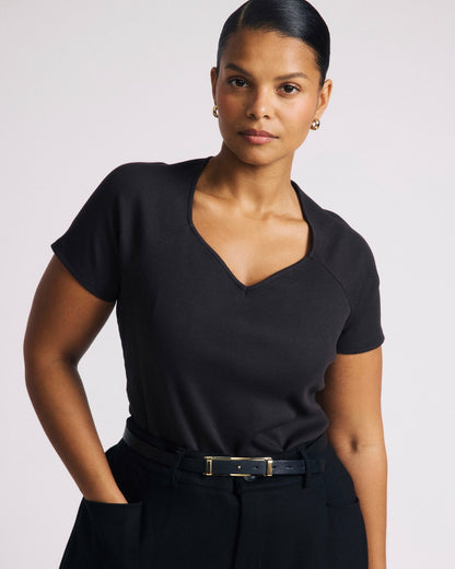 Carey Ribbed Sweetheart Tee - Espresso | Universal Standard