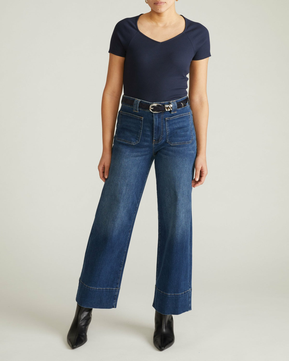 Carey Ribbed Sweetheart Tee - Navy | Universal Standard