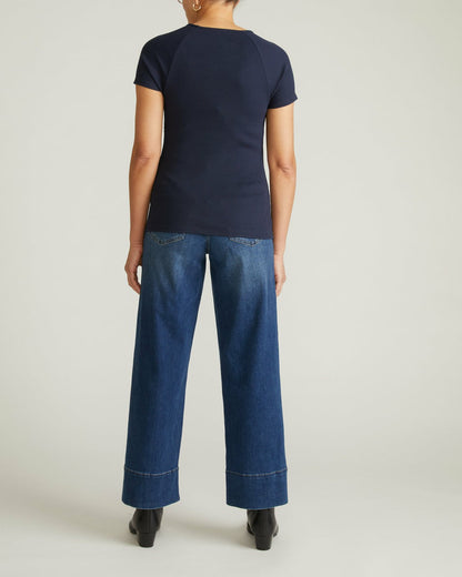 Carey Ribbed Sweetheart Tee - Navy | Universal Standard