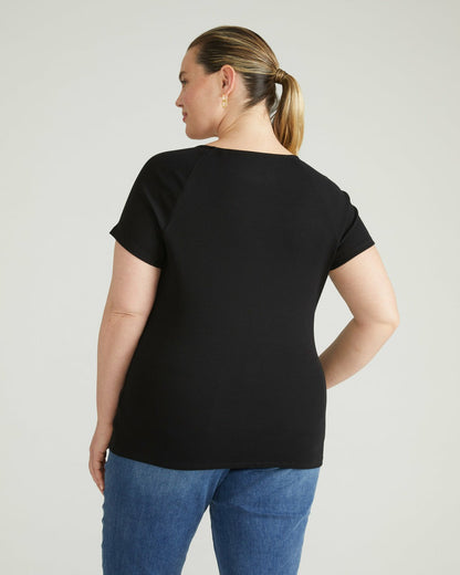Carey Ribbed Sweetheart Tee - Black | Universal Standard