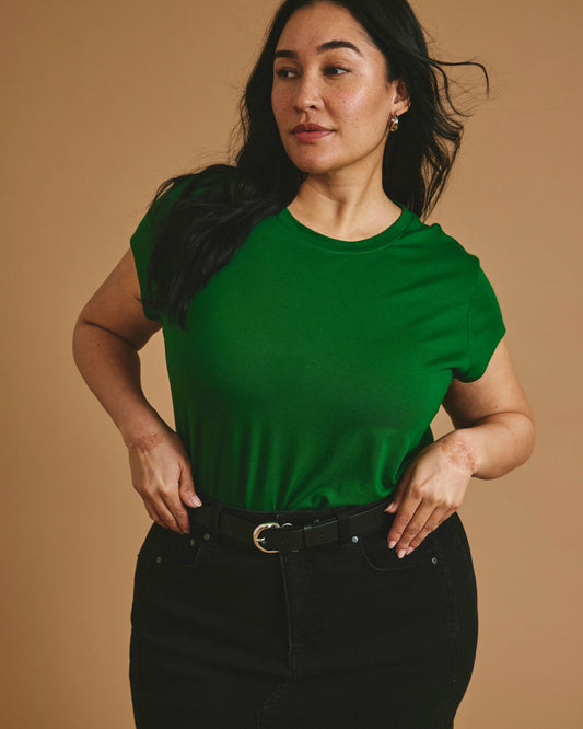 Ashley Cap Sleeve Tee - Green Park | Universal Standard