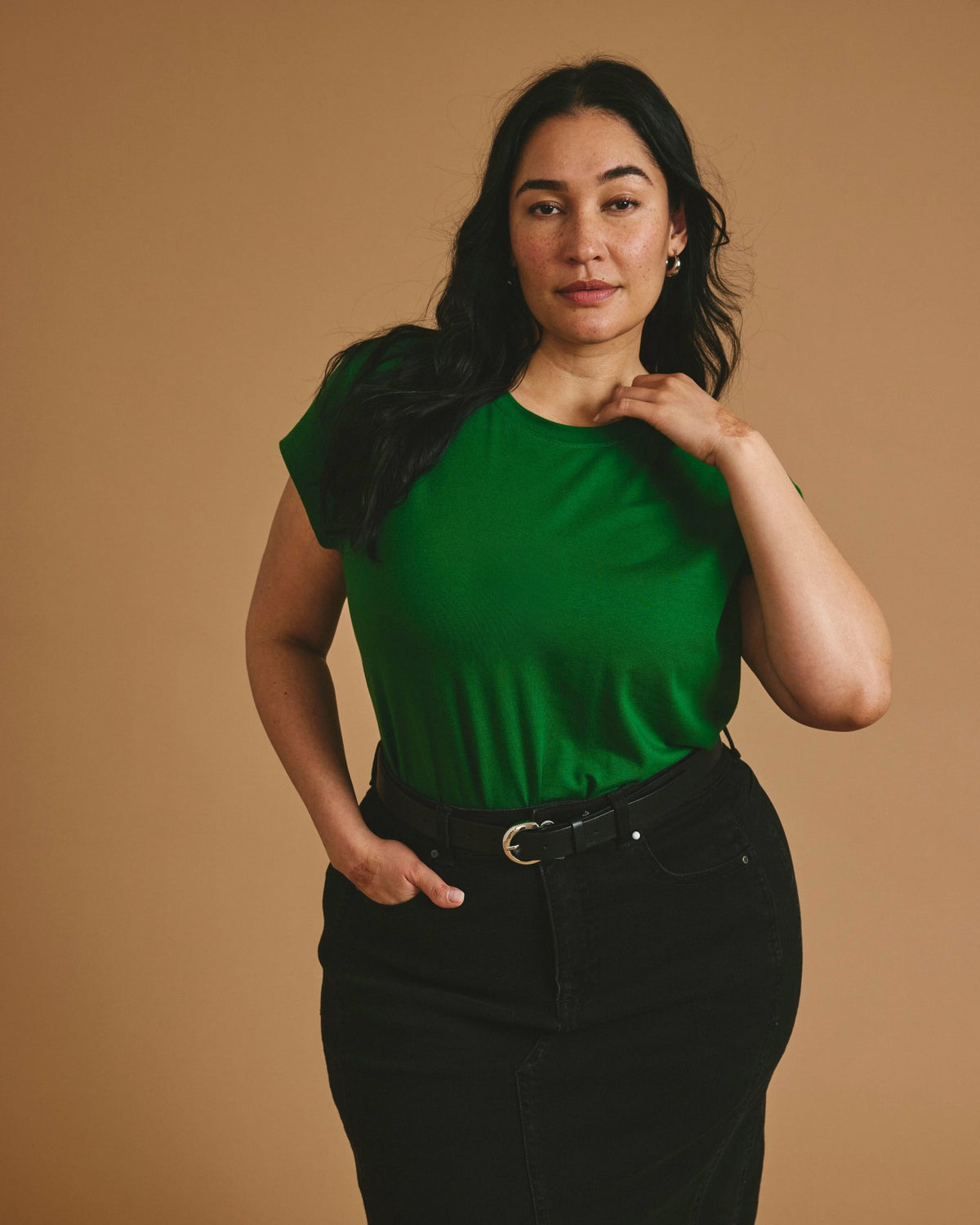 Ashley Cap Sleeve Tee - Green Park | Universal Standard