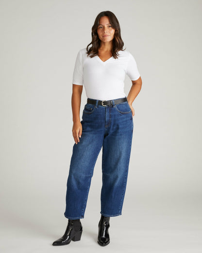 Maia Stovepipe Sleeve V Neck Tee - White | Universal Standard